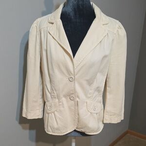 LOFT Women's Cream Blazer with Button Detail Sz Med